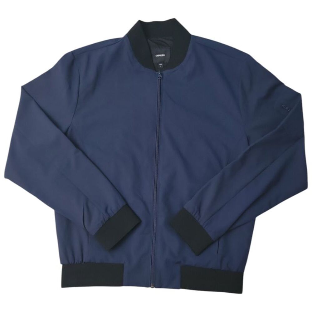 Express Navy Blue Bomber Jacket with Black Trim